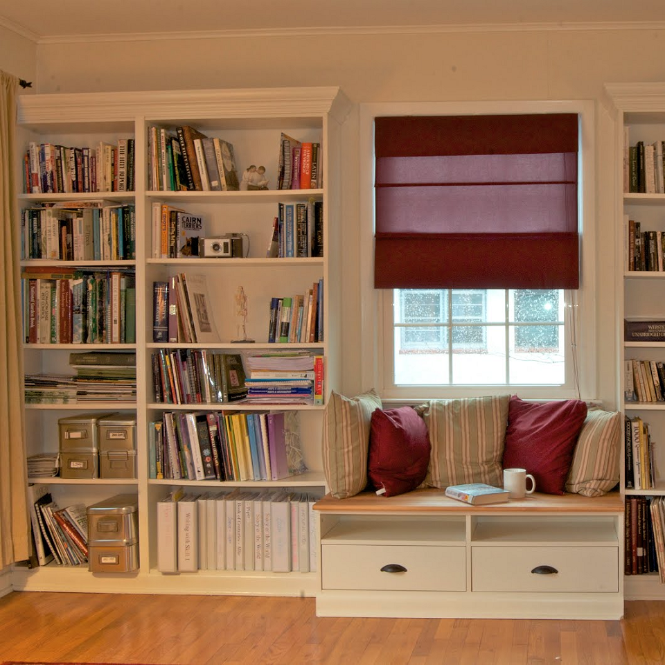 diy built in bookcase around window