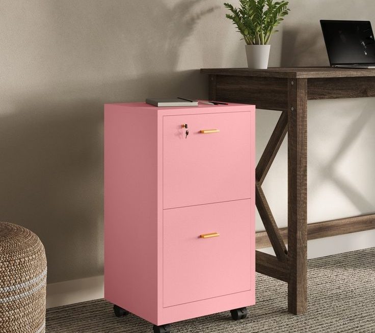 pink filing cabinet