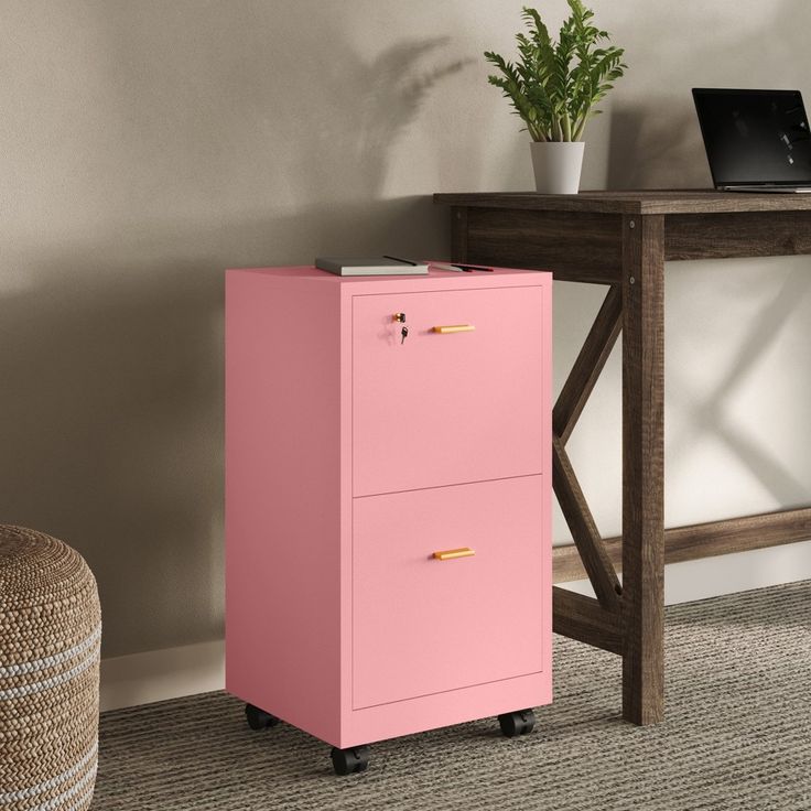 pink filing cabinet