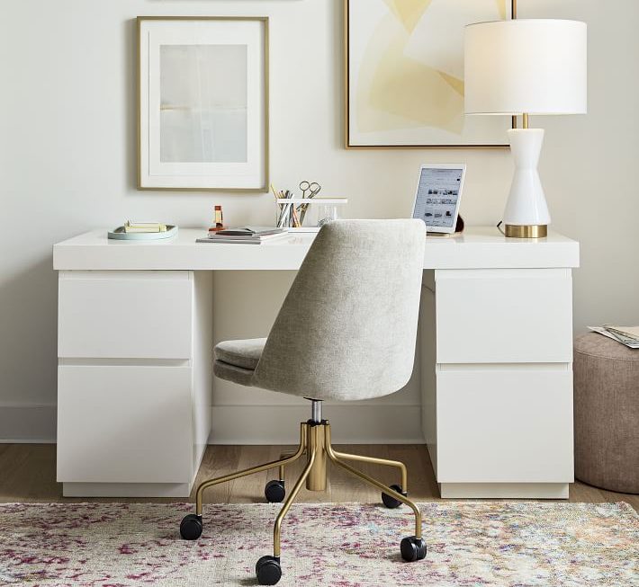 desk with filing cabinet