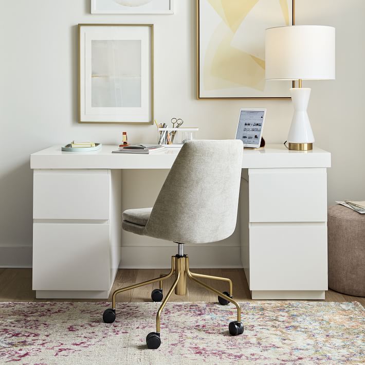 desk with filing cabinet